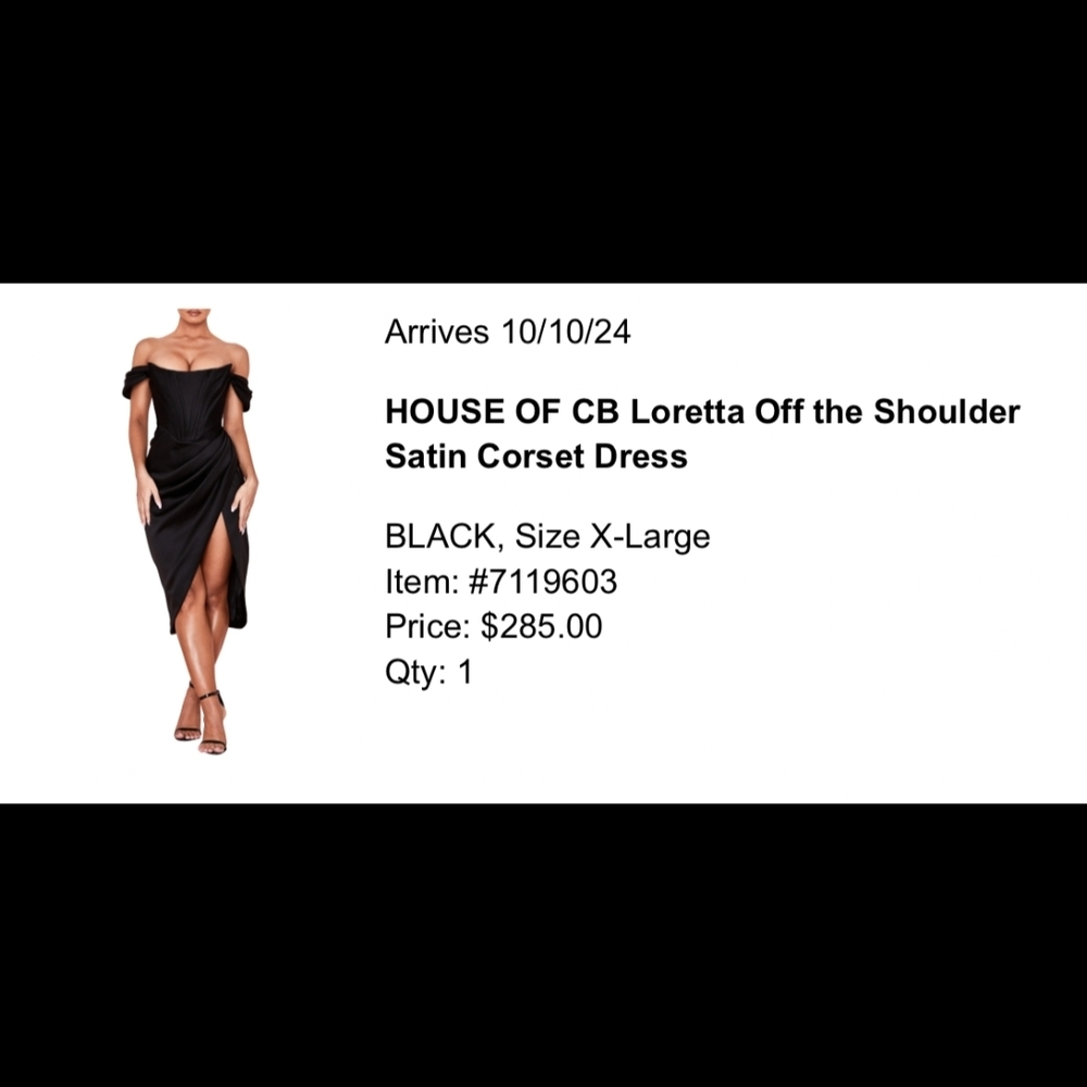 House of CB Black One Shoulder Satin Dress